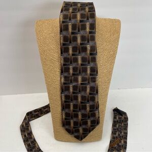 JZ Richards Double Black Gray Abstract Woven Wide Silk Tie